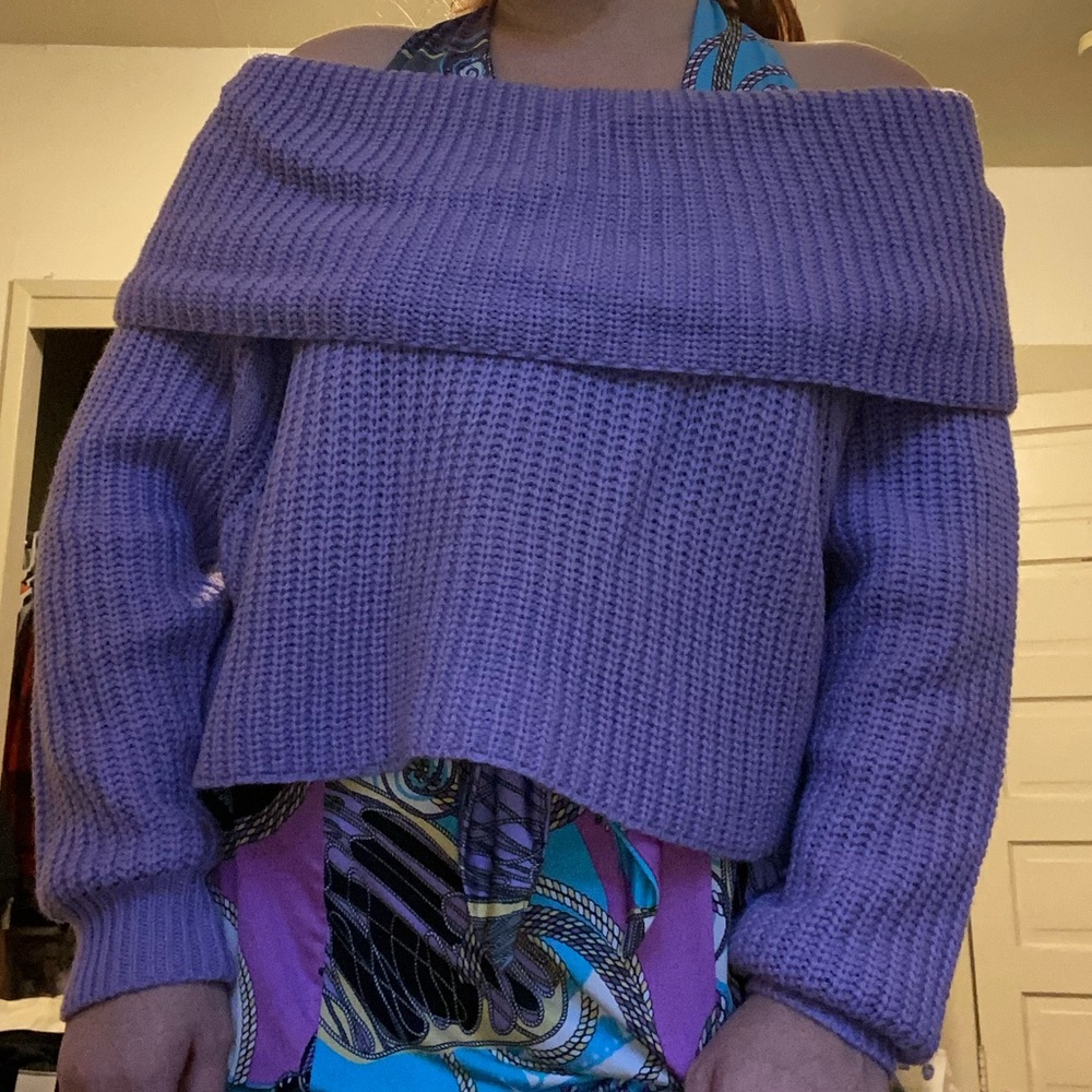 Purple off the shoulder sweater